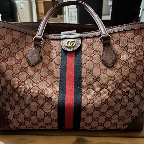 Gucci GG Ophidia Tote with Red and Brown Accents serial number 631685 525040 - Picture 4 of 12